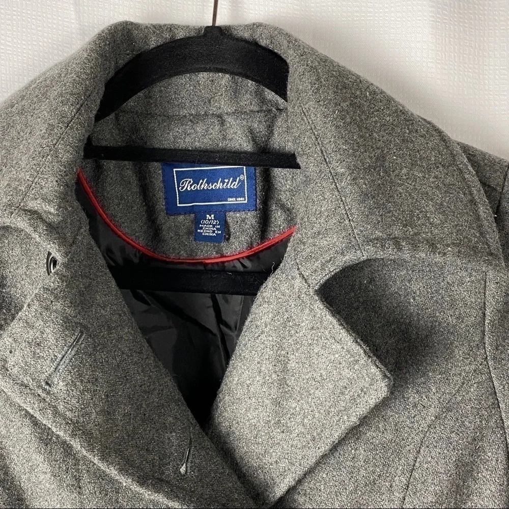 Rothschild Wool Blend Classic Dark Grey Double Breasted Coat - Picture 3 of 8